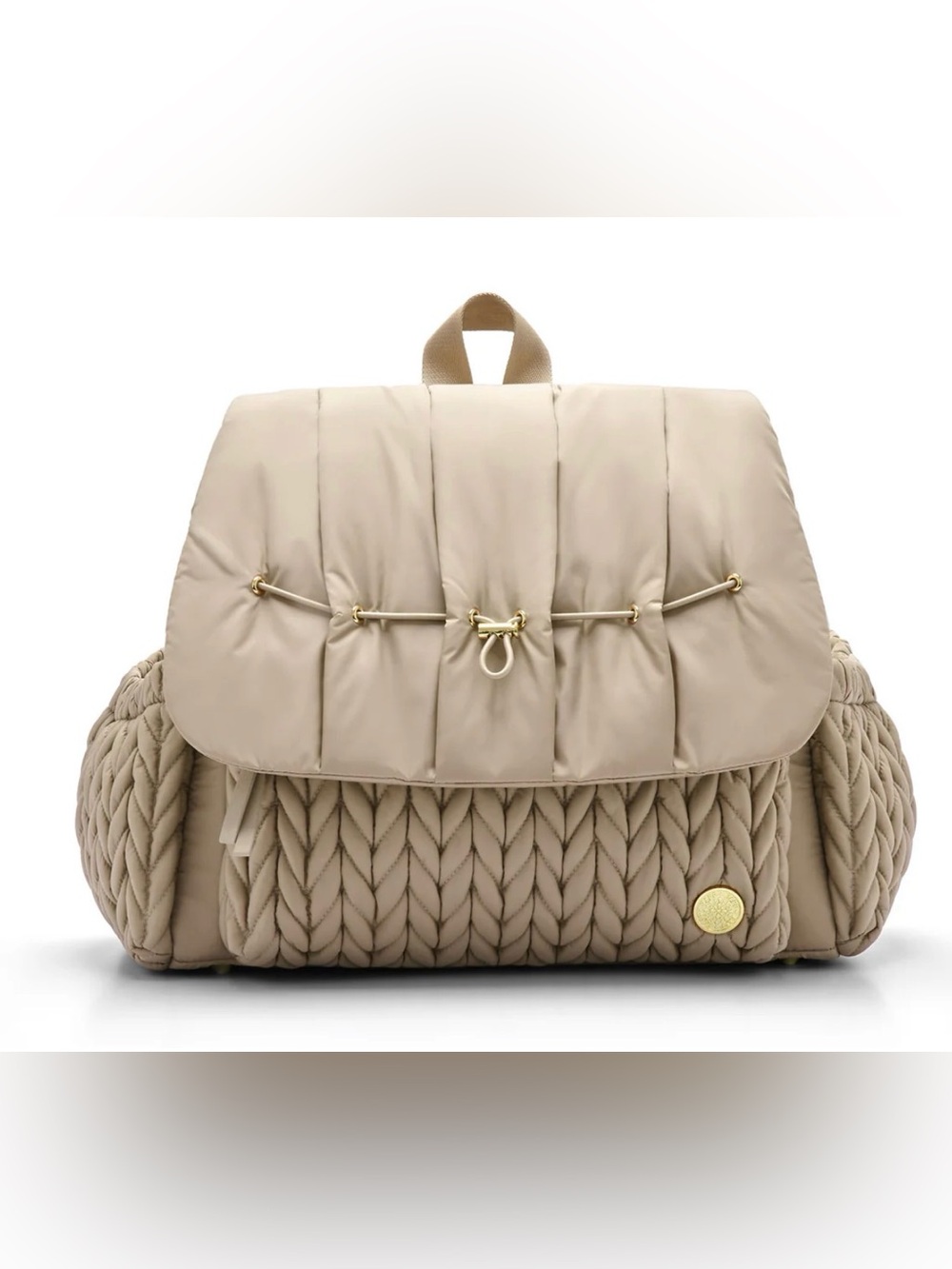 Quilted Diaper Backpack in Beige